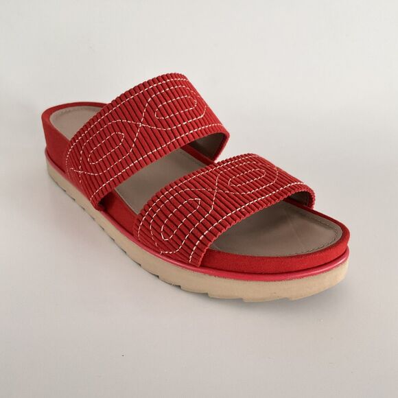 Donald Pliner Sandals Women 8.5M Red Cait Double Strap Open-toe Wedge - Picture 10 of 12